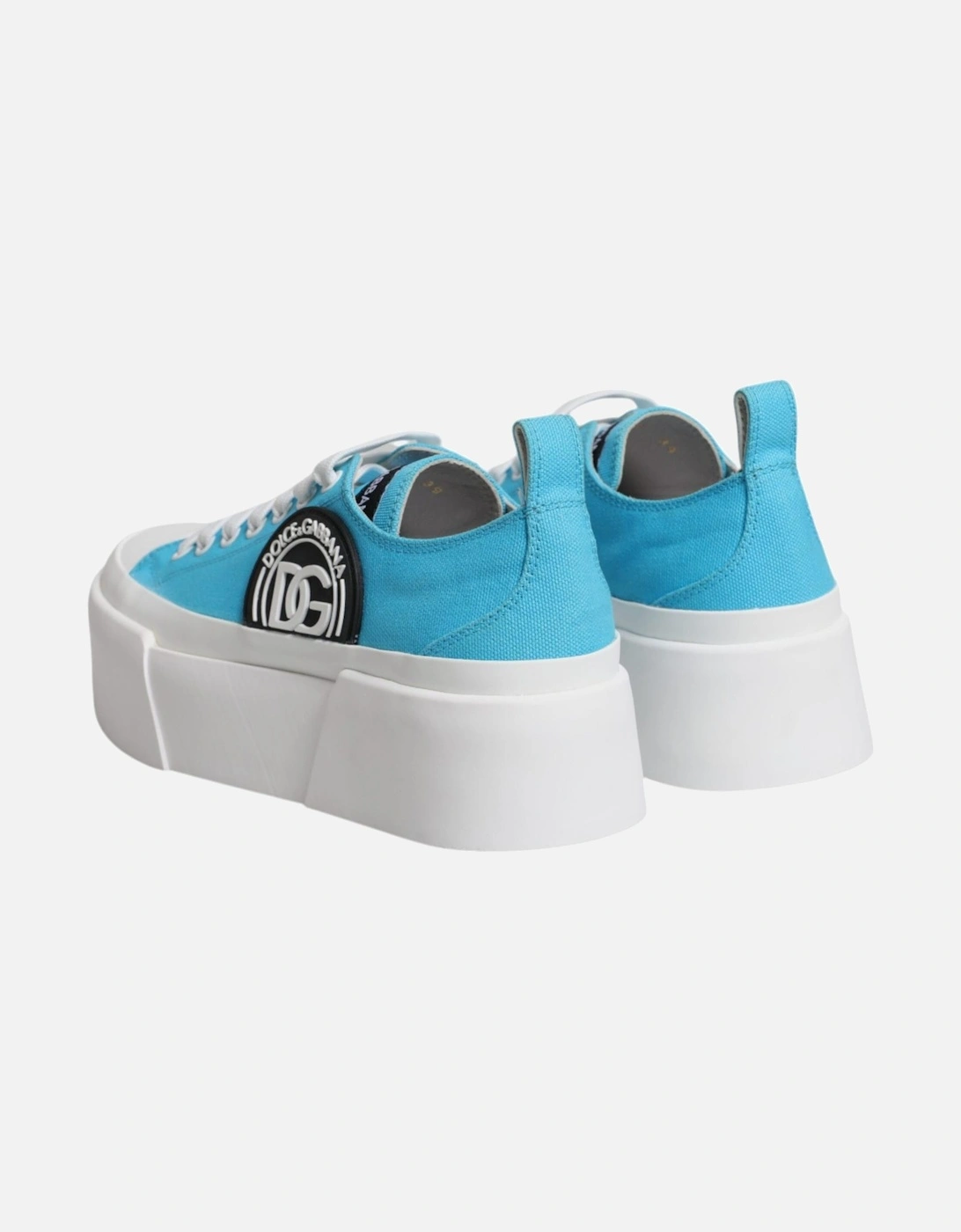 Blue White Canvas Logo Low Top Sneakers Shoes Women - Blue And White