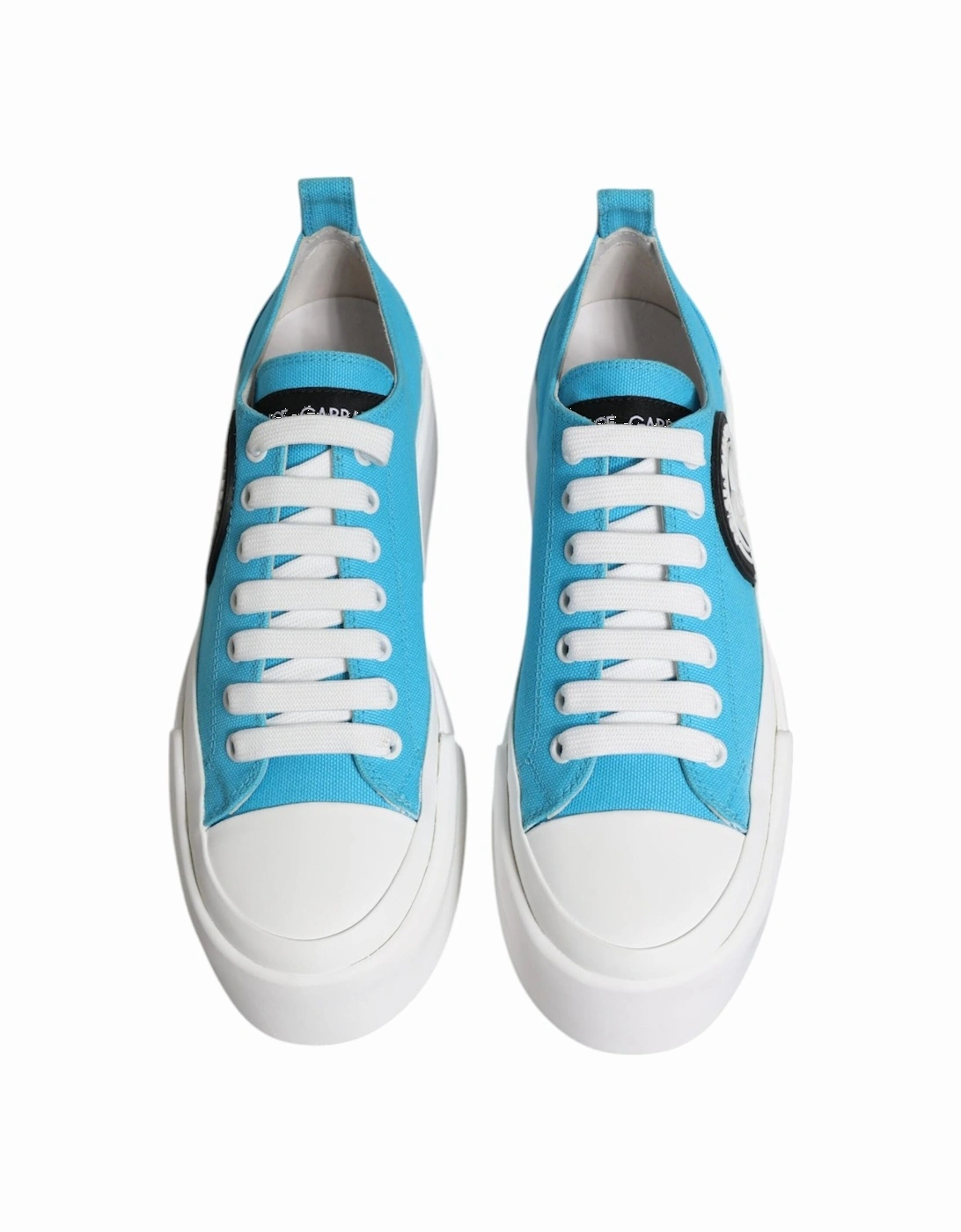 Blue White Canvas Logo Low Top Sneakers Shoes Women - Blue And White