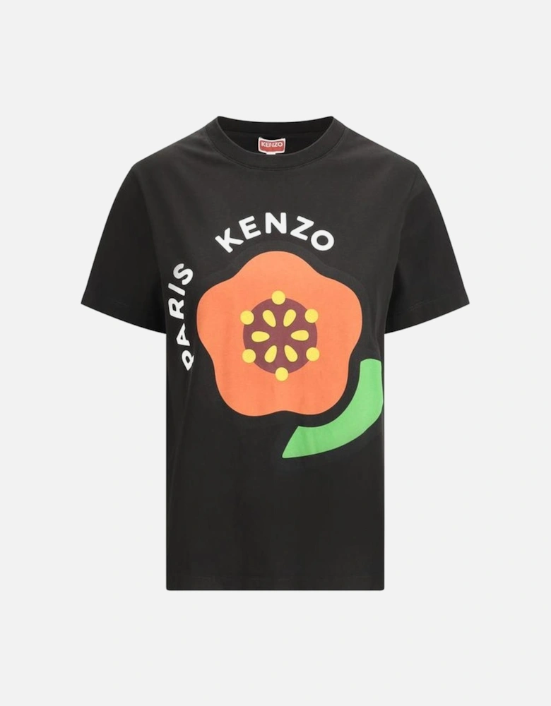 Cotton T-Shirt with Contrasting Monogram Print Women - Black