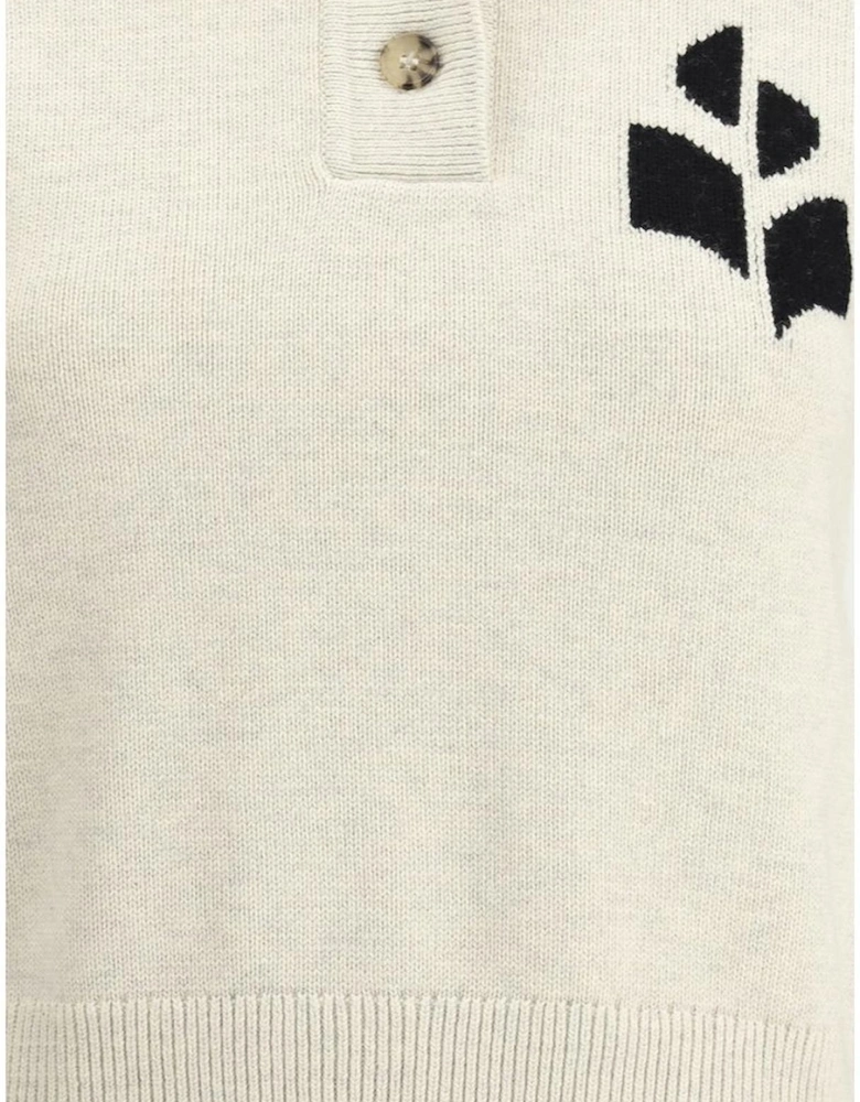 Cotton Nola Sweater with Classic Collar Women - White