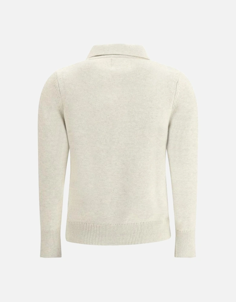 Cotton Nola Sweater with Classic Collar Women - White