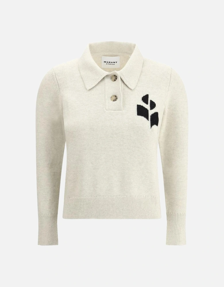 Cotton Nola Sweater with Classic Collar Women - White