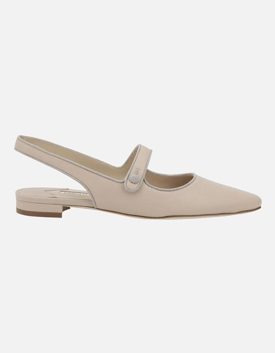 Leather Ballerinas with Elongated Toe and Button Closure Women -, 5 of 4