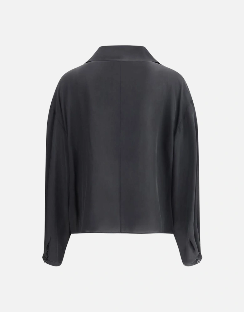 Silk Ashton Shirt with Deep Neckline Women - Black