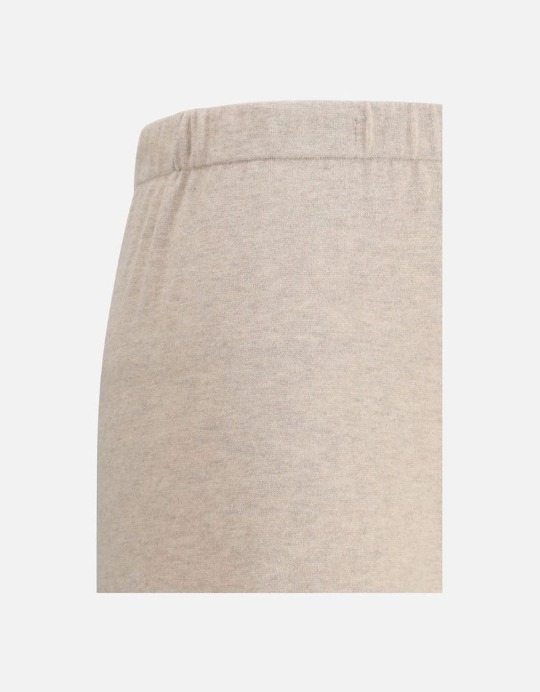 Elasticized Waistband Melange Wide-Leg Pants Women - Beige Jeans