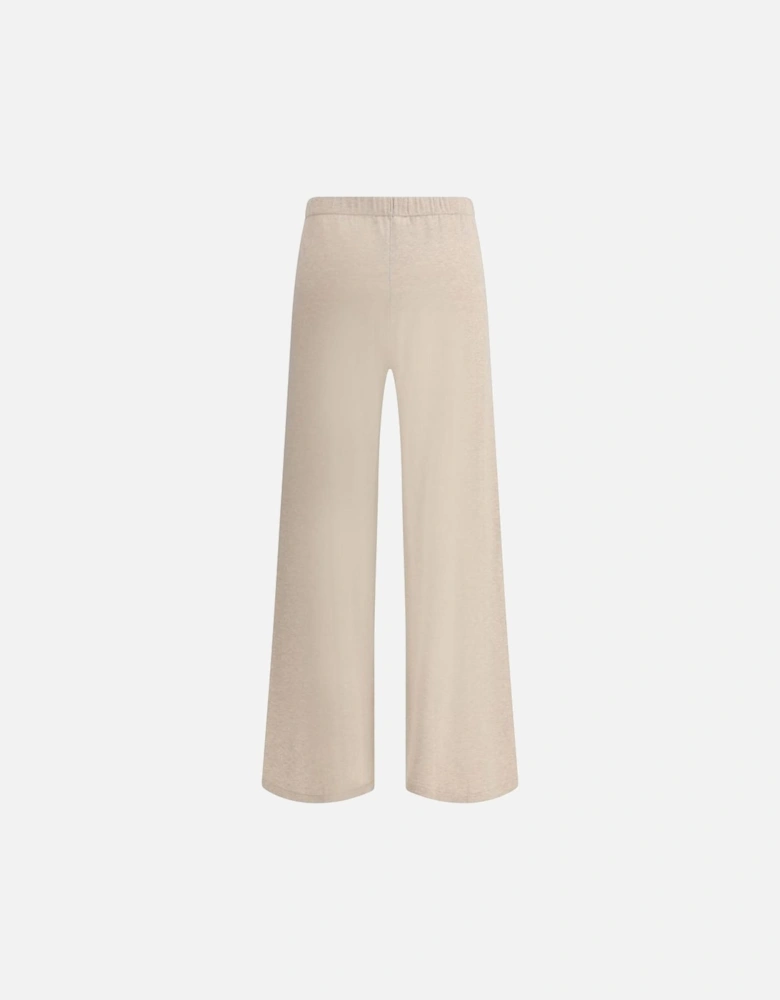Elasticized Waistband Melange Wide-Leg Pants Women - Beige Jeans