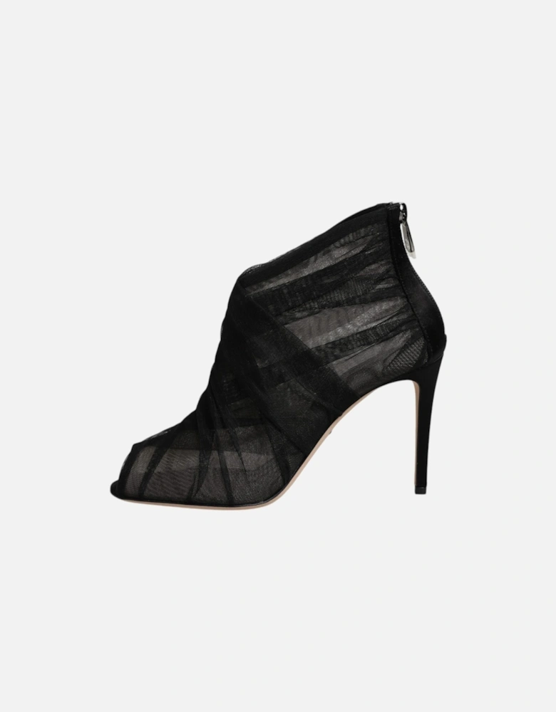 Black Mesh Stiletto Heels Ankle Boots Shoes Women