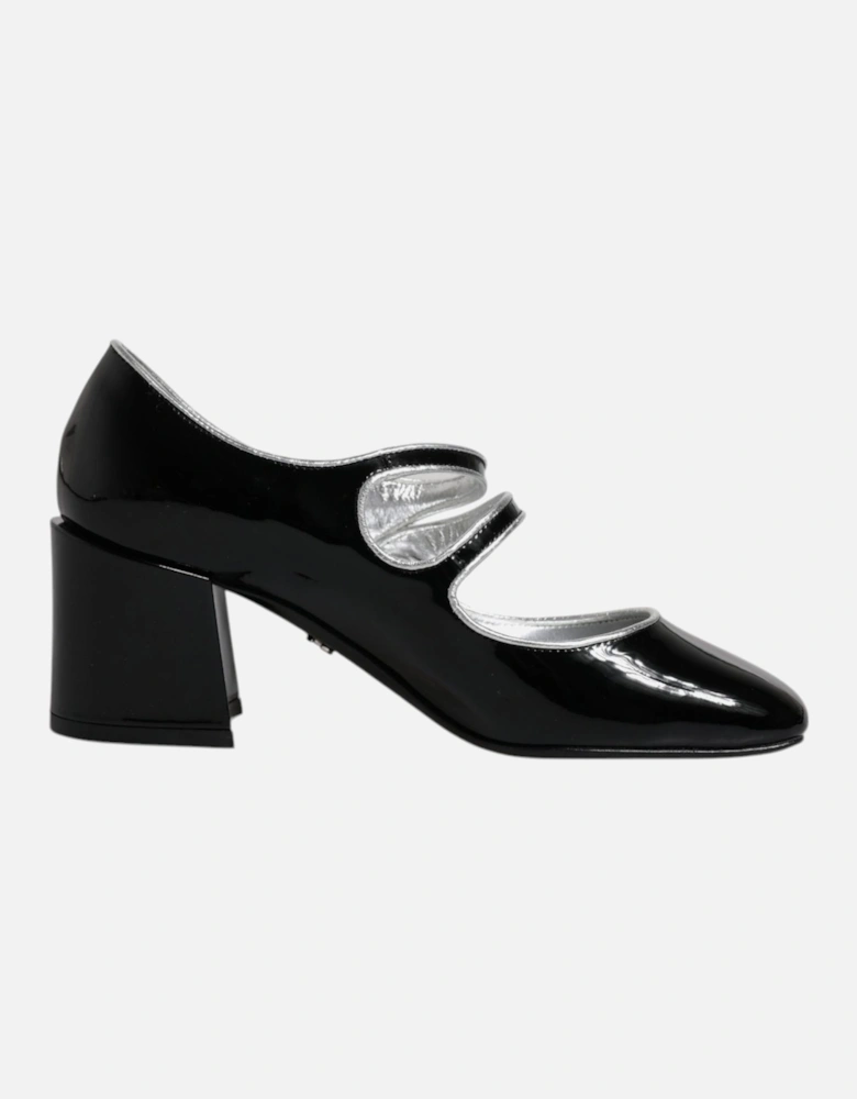 Black Patent Leather Crystal Mary Jane Pumps Shoes Women