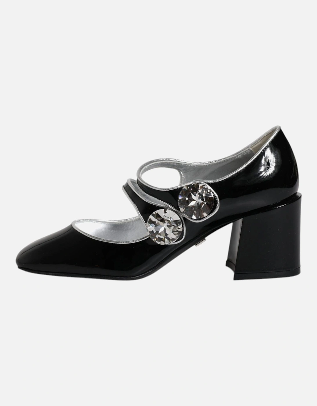 Black Patent Leather Crystal Mary Jane Pumps Shoes Women