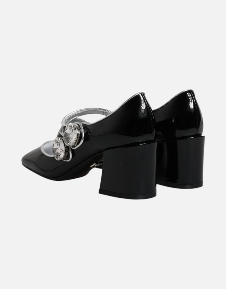 Black Patent Leather Crystal Mary Jane Pumps Shoes Women