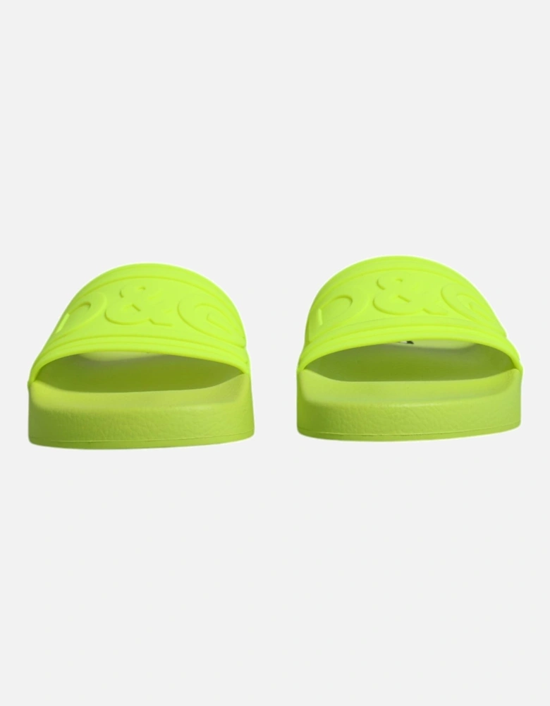 Rubber Slip-On Slide Sandals with Logo Detail Women - Green Flats