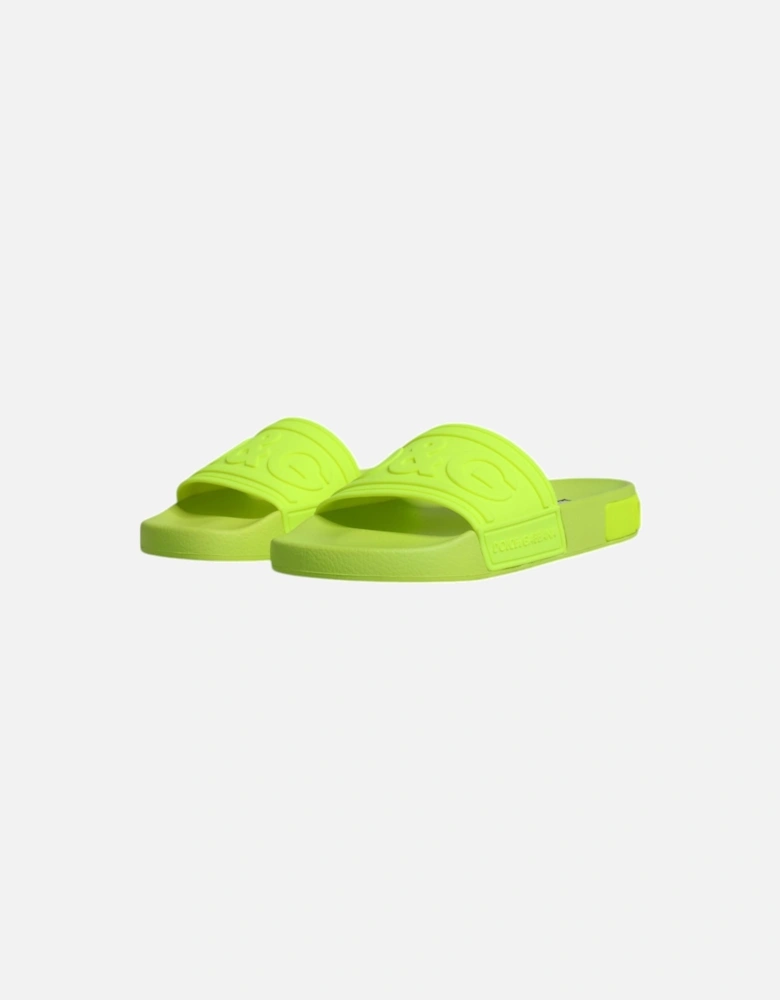 Rubber Slip-On Slide Sandals with Logo Detail Women - Green Flats