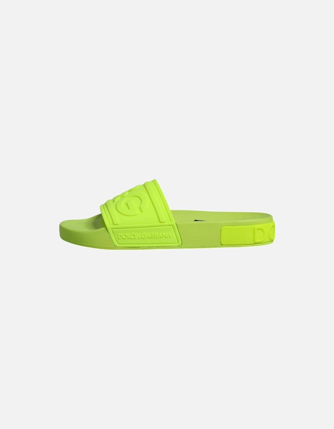 Rubber Slip-On Slide Sandals with Logo Detail Women - Green Flats
