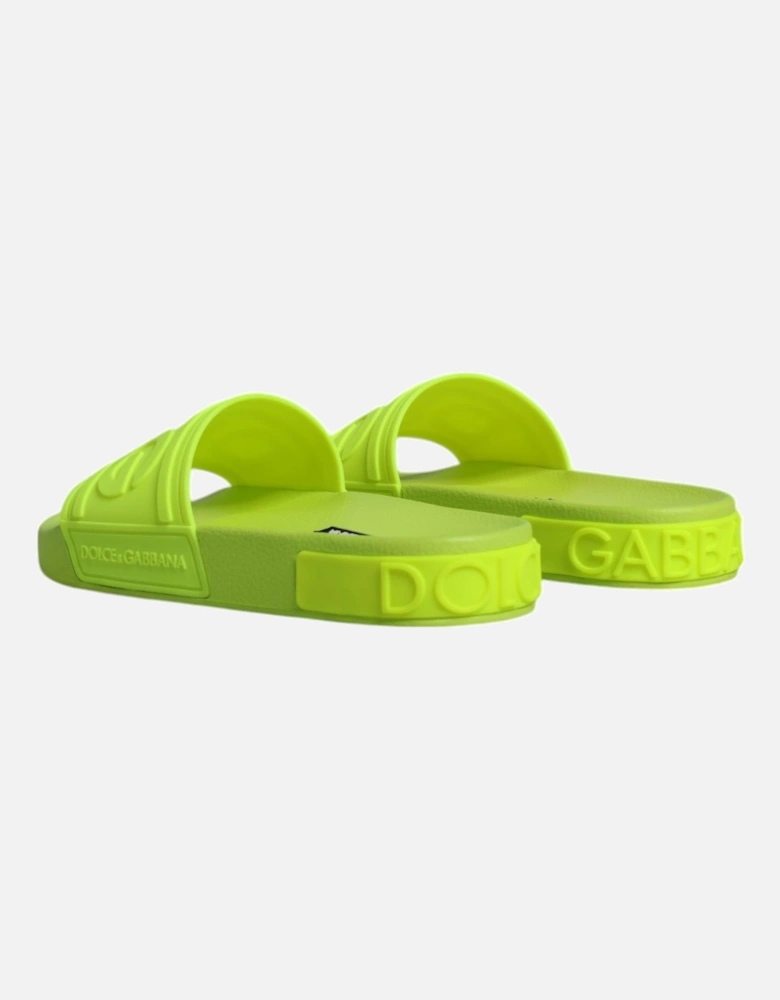 Rubber Slip-On Slide Sandals with Logo Detail Women - Green Flats