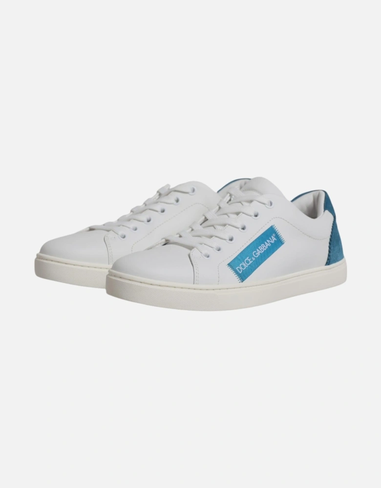 Low Top Calf Leather London Sneakers Women - Blue And White