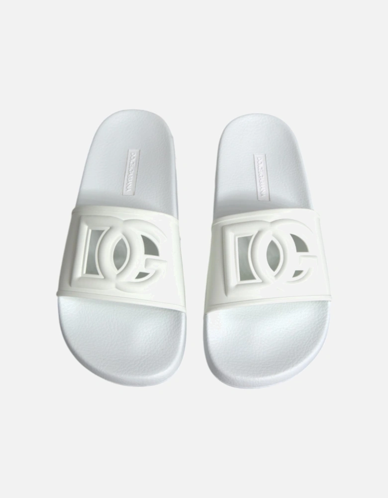 White Rubber Slides Sandals Beachwear Shoes Women Flats