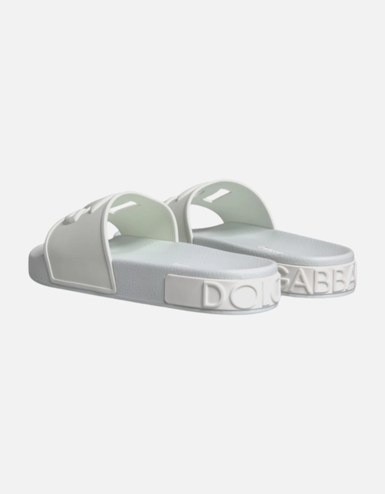 White Rubber Slides Sandals Beachwear Shoes Women Flats