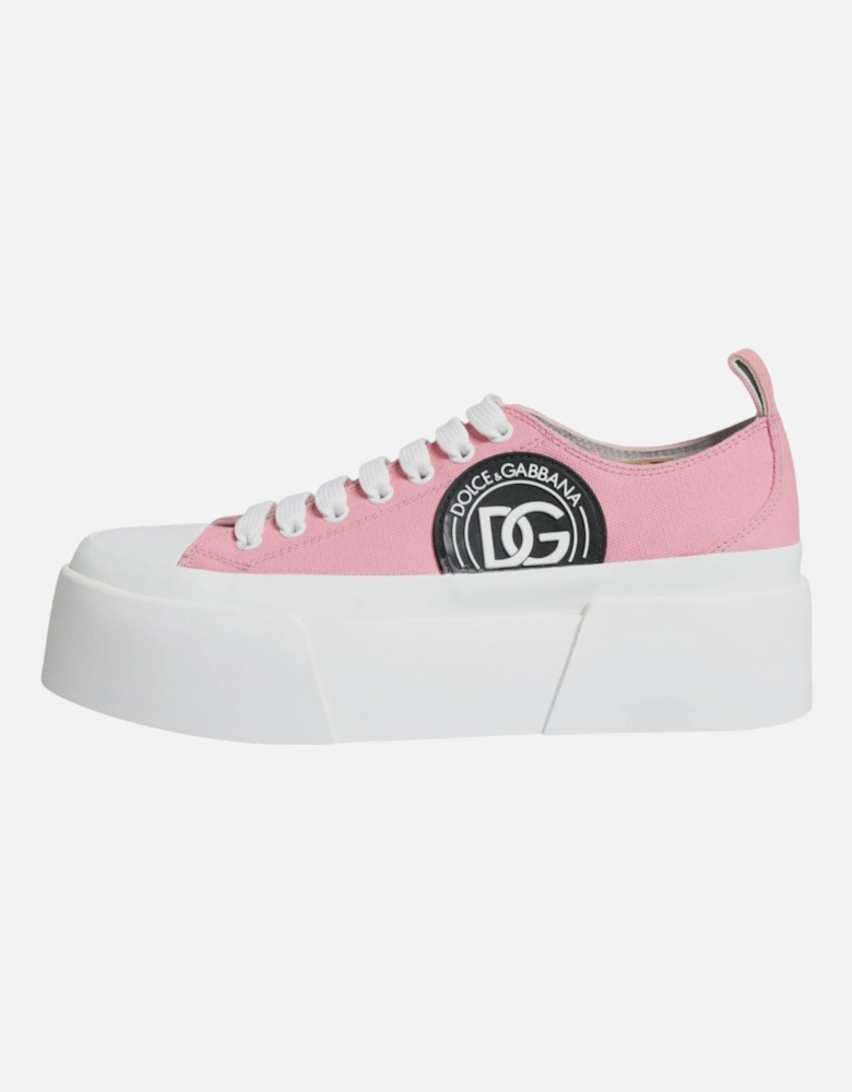 Pink White Canvas Logo Low Top Sneakers Shoes Women