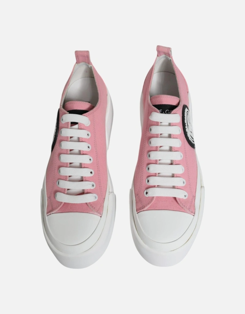 Pink White Canvas Logo Low Top Sneakers Shoes Women