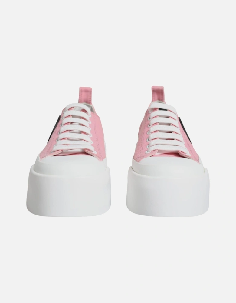 Pink White Canvas Logo Low Top Sneakers Shoes Women