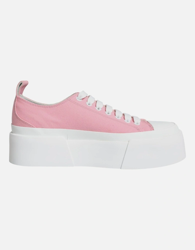 Pink White Canvas Logo Low Top Sneakers Shoes Women