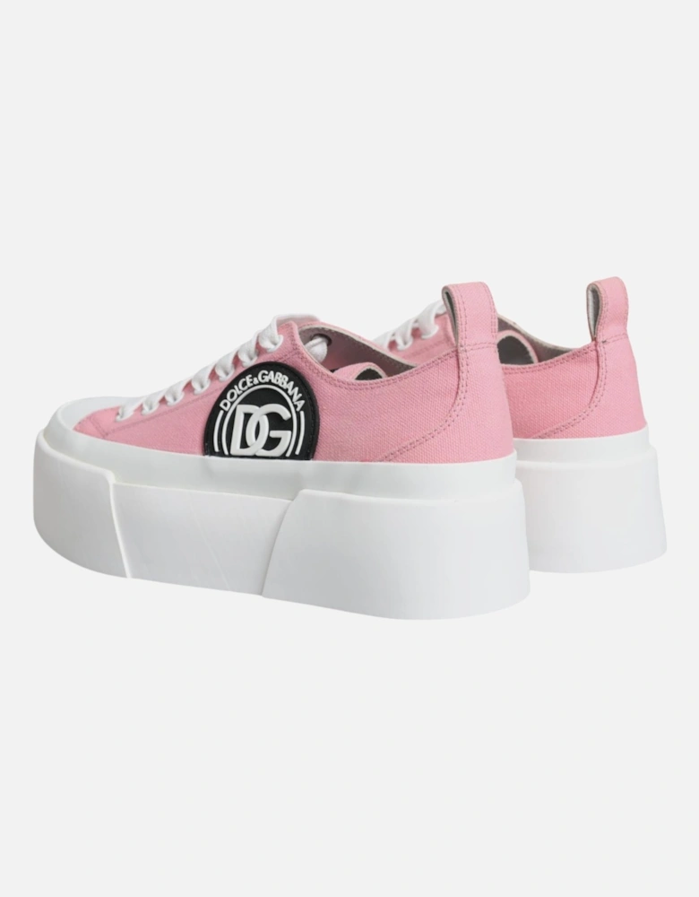 Pink White Canvas Logo Low Top Sneakers Shoes Women