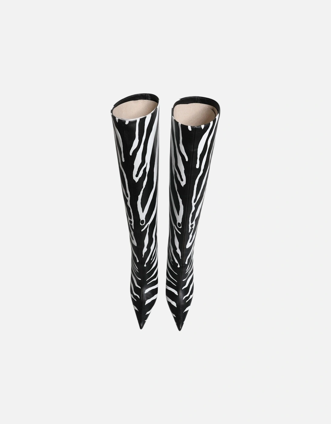 Lamb Leather Knee High Boots Women - Black And White