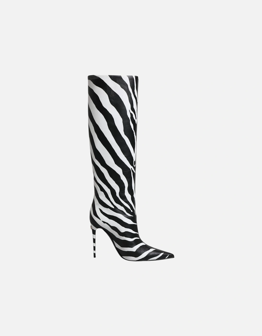 Lamb Leather Knee High Boots Women - Black And White, 7 of 6