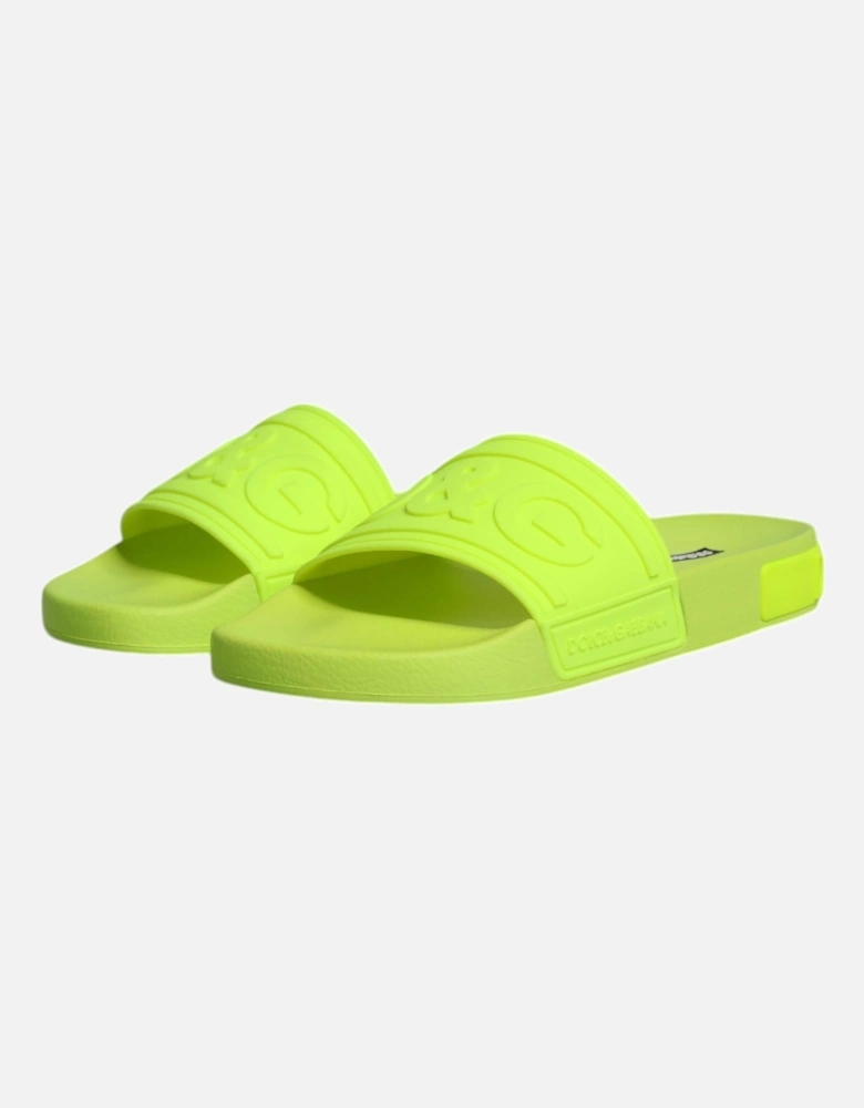 Green Rubber Slides Sandals Beachwear Shoes Women Flats