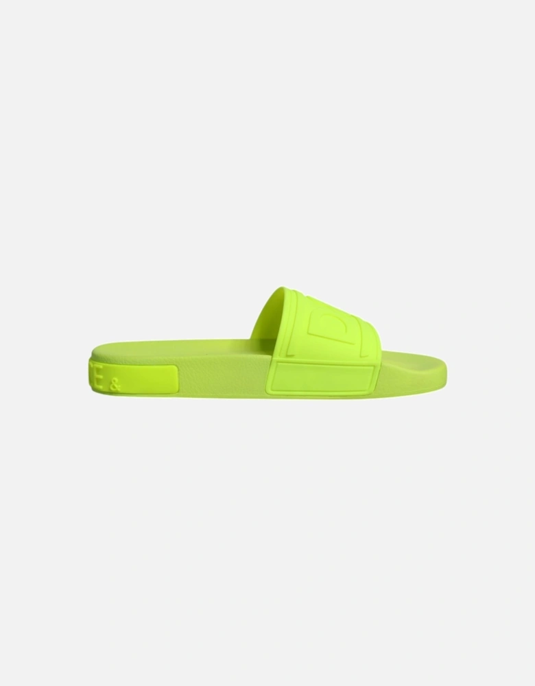 Green Rubber Slides Sandals Beachwear Shoes Women Flats