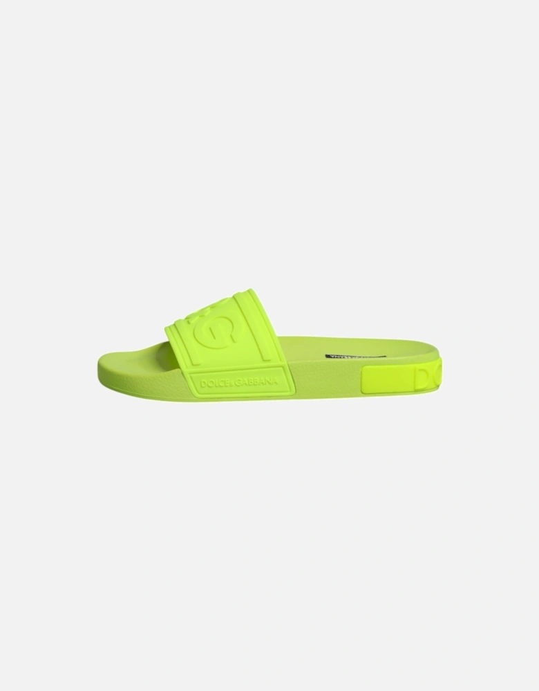 Green Rubber Slides Sandals Beachwear Shoes Women Flats