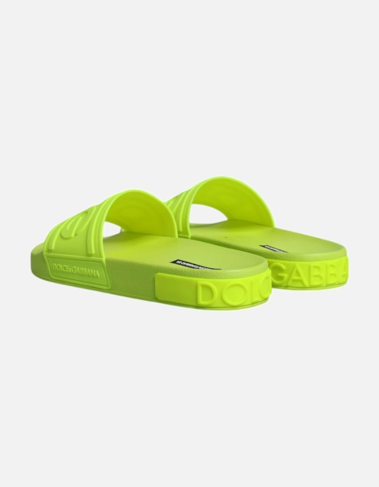 Green Rubber Slides Sandals Beachwear Shoes Women Flats