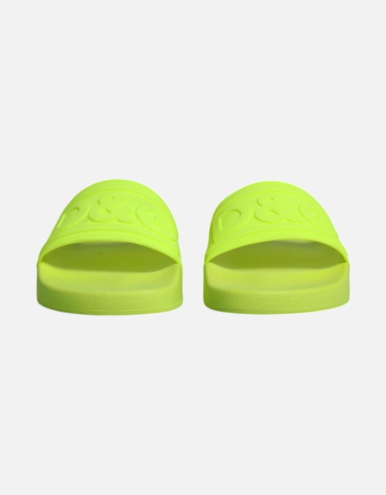 Green Rubber Slides Sandals Beachwear Shoes Women Flats