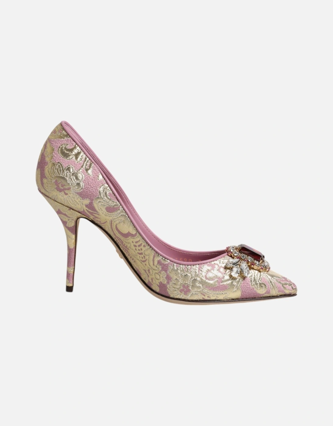 Pink Gold Jacquard Crystal High Heels Pumps Shoes Women - Gold And, 7 of 6