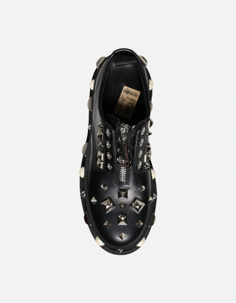 Derby Embellished Leather Lace-Up Shoes Women - Black Flats