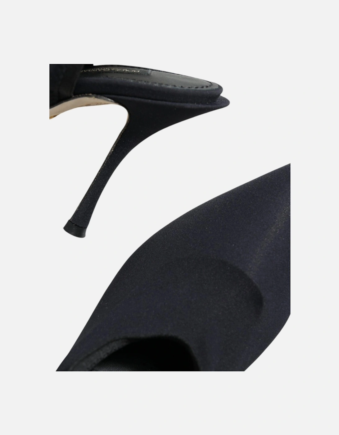 Black Jersey Stretch Heels Slingback Shoes Women Pumps