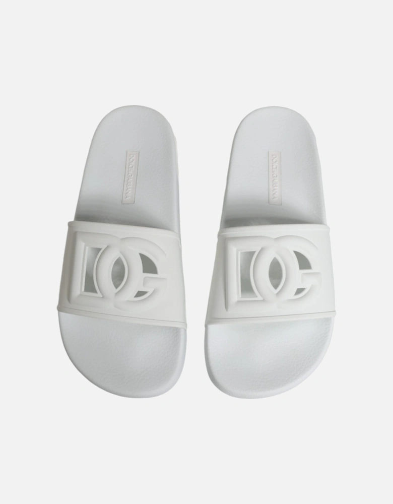 White Rubber Slides Sandals Beachwear Shoes Women Flats