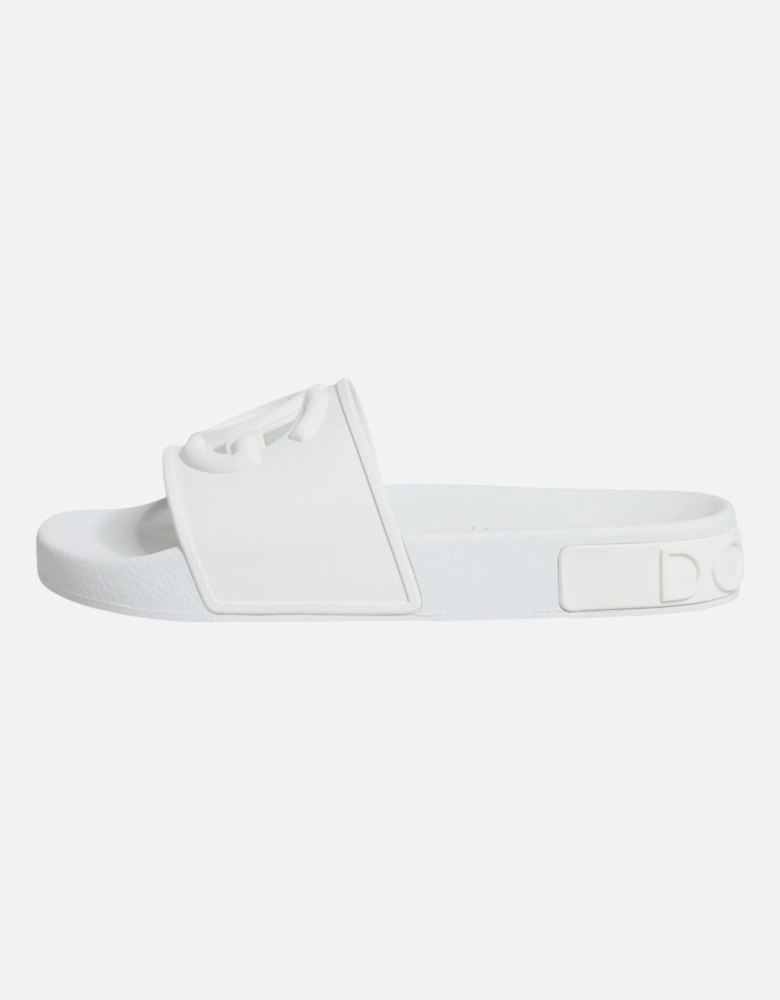 White Rubber Slides Sandals Beachwear Shoes Women Flats