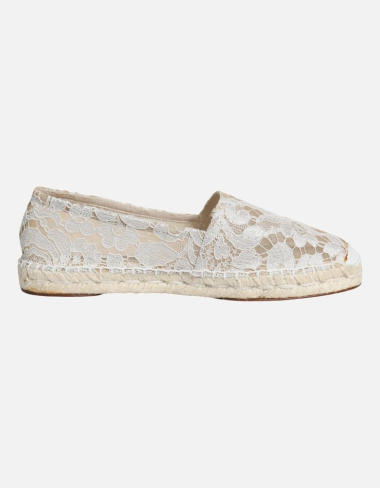 White Lace Viscose Espadrilles Flats Shoes Women