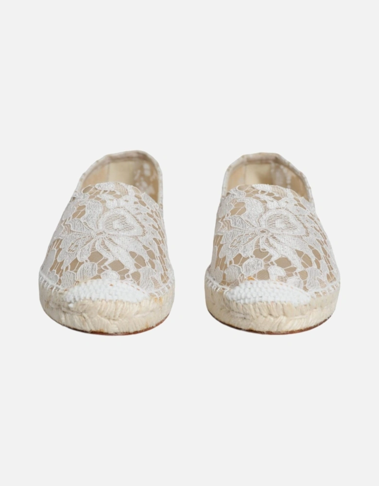 White Lace Viscose Espadrilles Flats Shoes Women