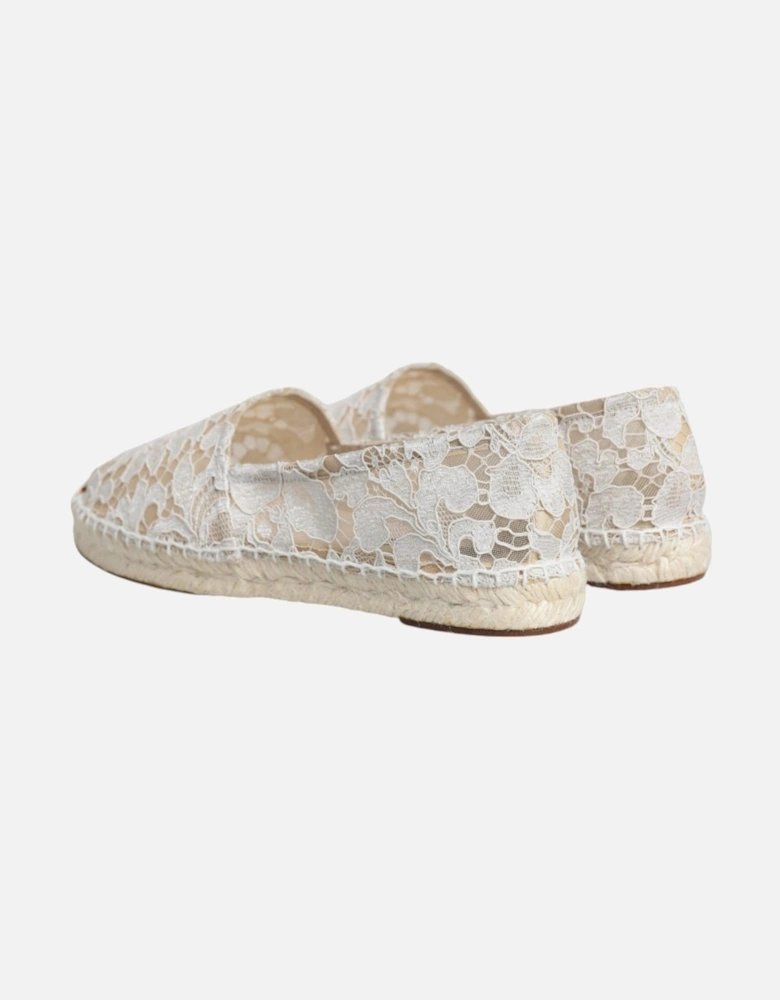 White Lace Viscose Espadrilles Flats Shoes Women