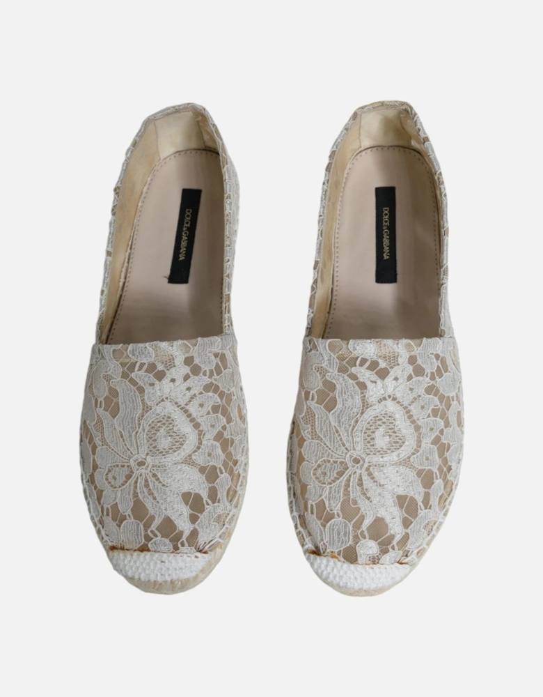 White Lace Viscose Espadrilles Flats Shoes Women