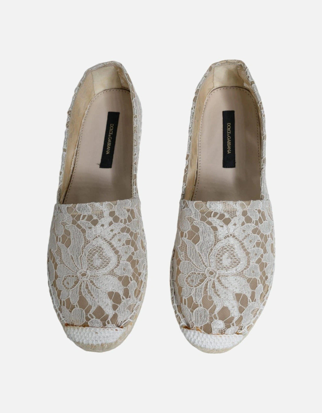 White Lace Viscose Espadrilles Flats Shoes Women