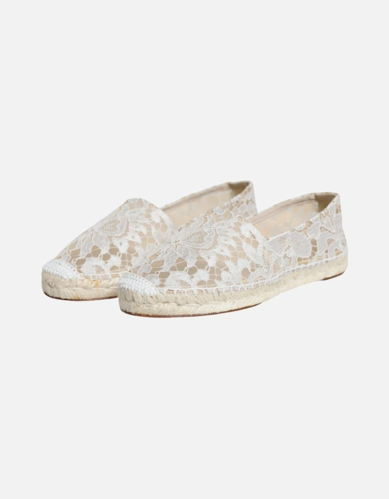 White Lace Viscose Espadrilles Flats Shoes Women