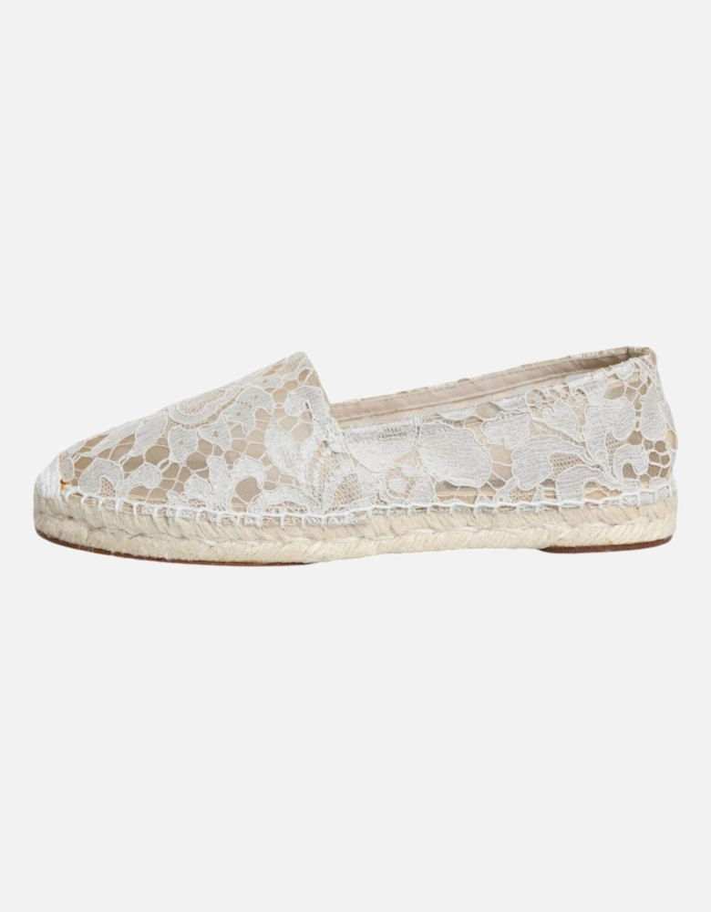 White Lace Viscose Espadrilles Flats Shoes Women