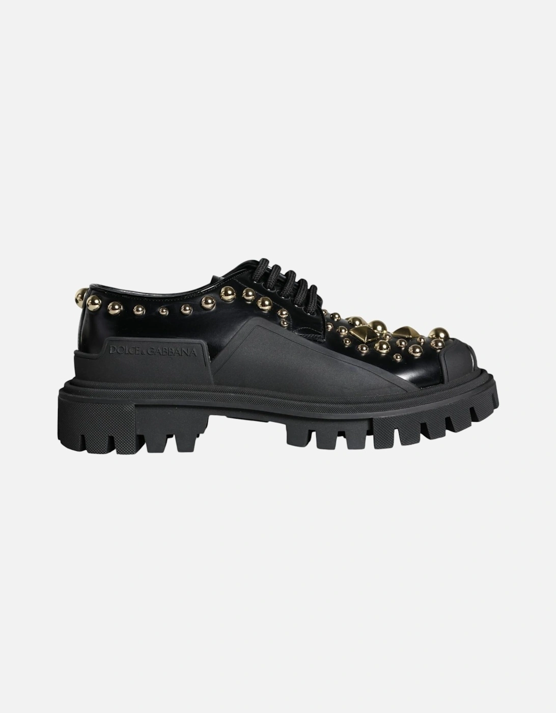 Trekking Derby with Gold Studded Detail Women - Black Flats, 7 of 6