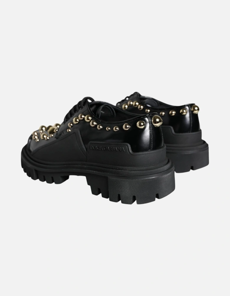 Trekking Derby with Gold Studded Detail Women - Black Flats