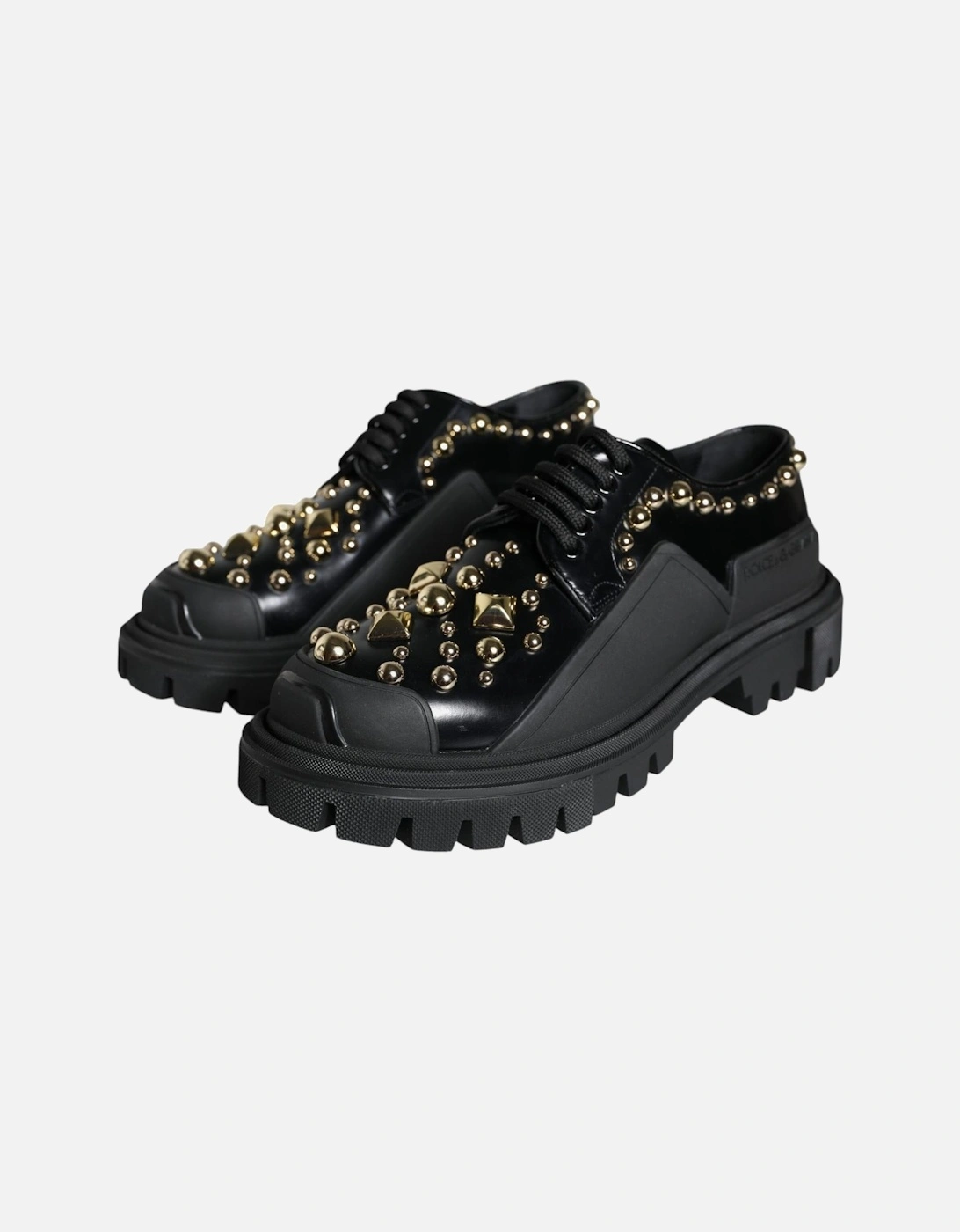 Trekking Derby with Gold Studded Detail Women - Black Flats