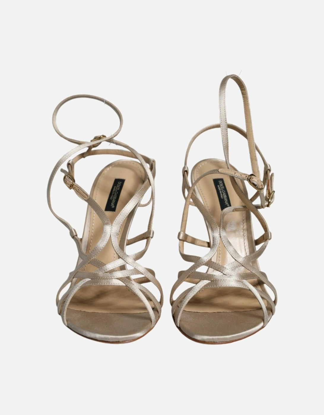 Beige Leather Stiletto Heels Sandals Shoes Women