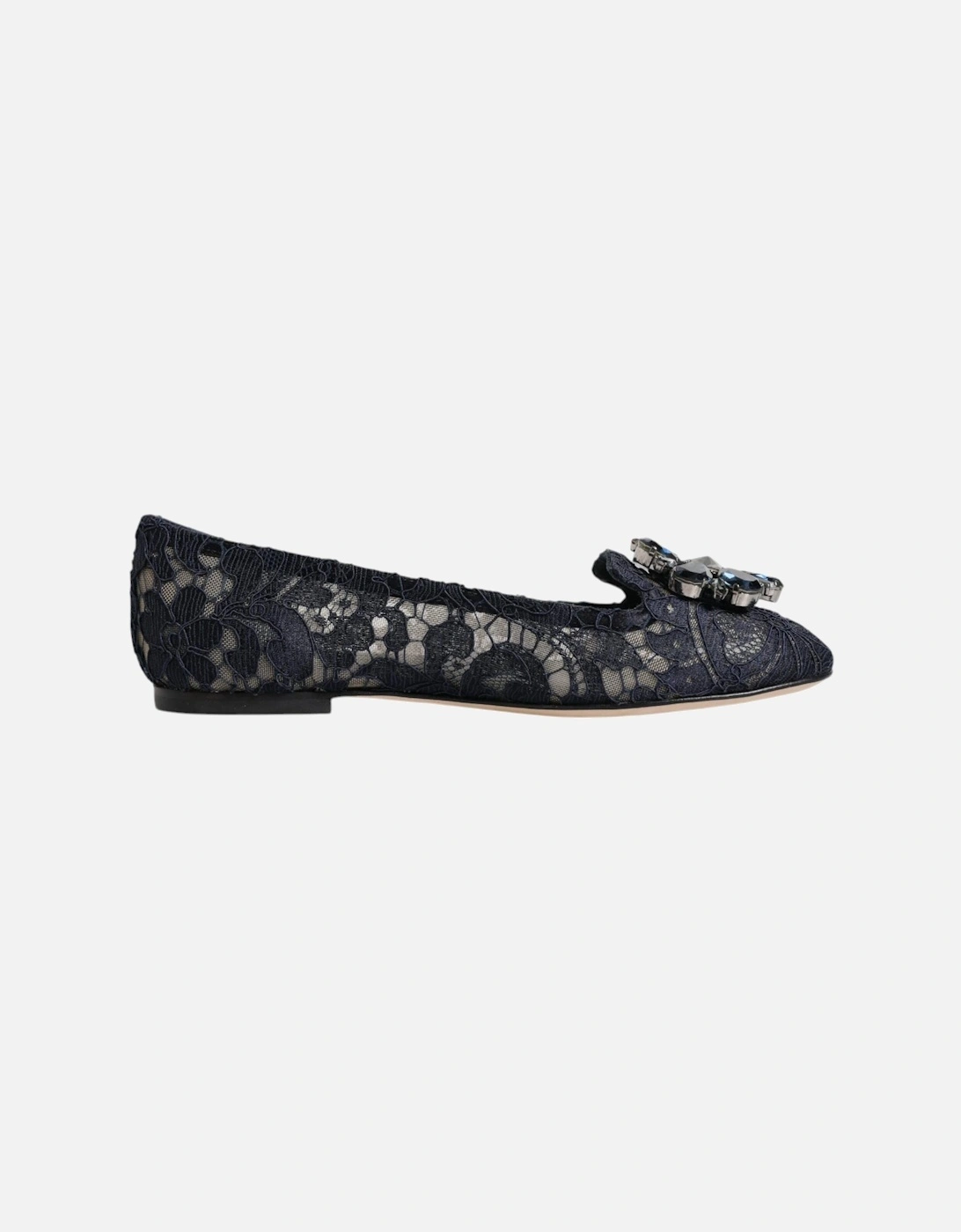 Elegant Floral Lace Flat Shoes with Crystal Embellishment Women - Blue, 7 of 6